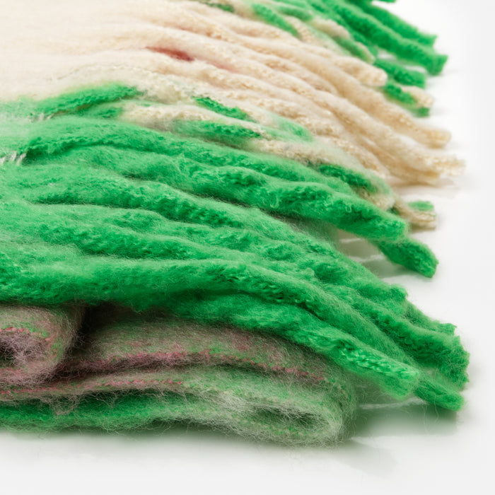 Foulard douillet vert à carreaux roses et beiges