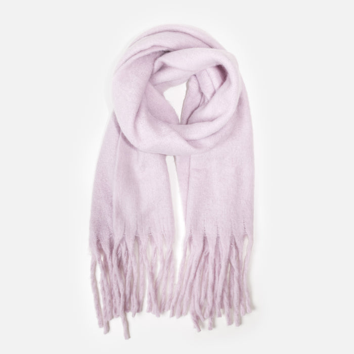 Foulard douillet lilas à franges