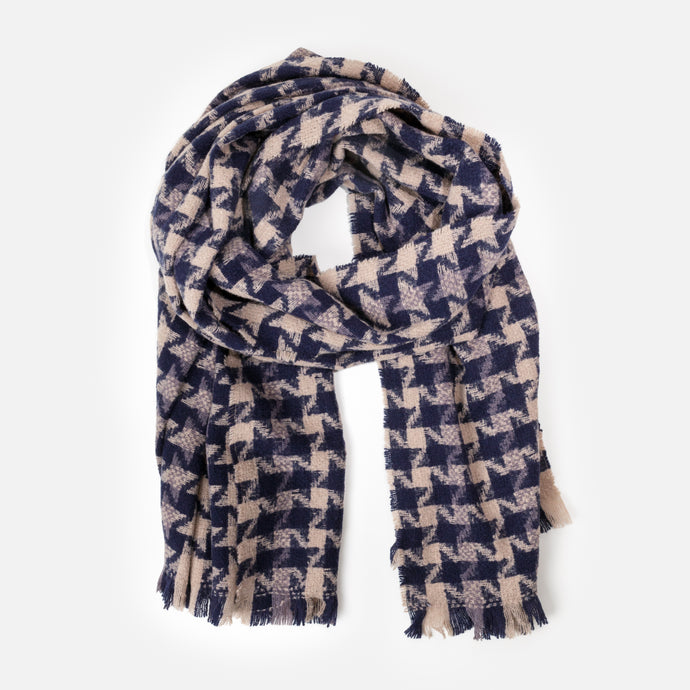 Foulard marine et beige à motif étoilé