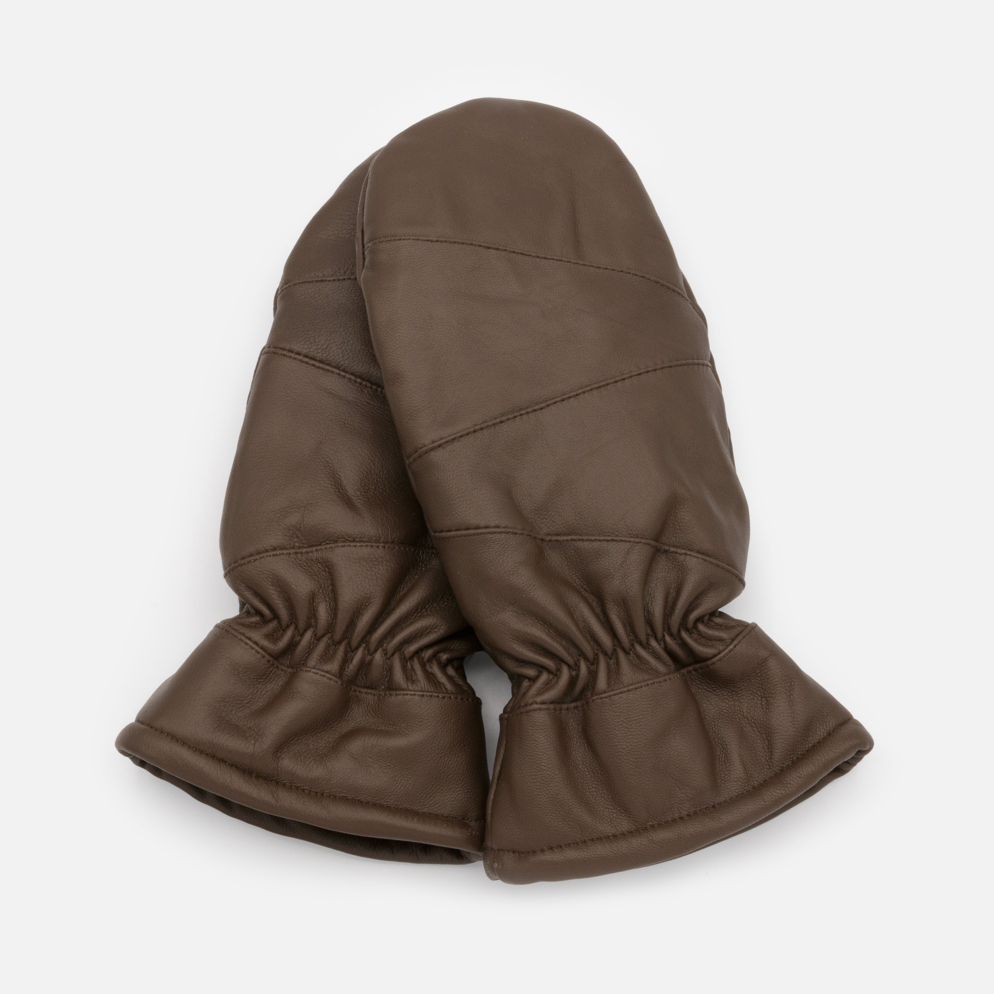 Brown leather mittens