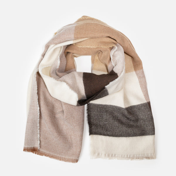 Charger l&#39;image dans la galerie, Foulard ivoire à bandes beiges et noires
