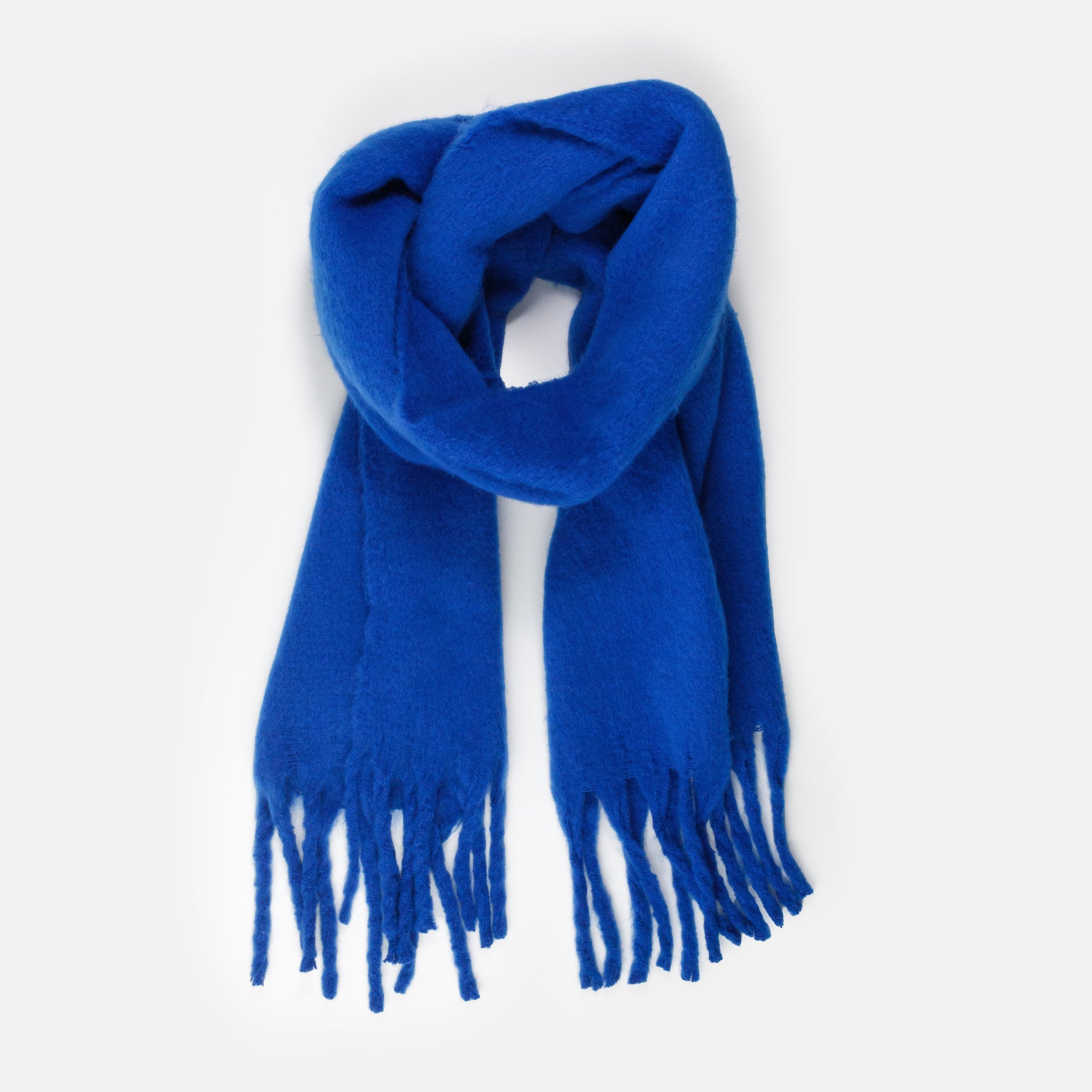 Foulard douillet à franges bleu royal