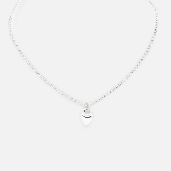 Load image into Gallery viewer, Short silvered necklace with heart charm
