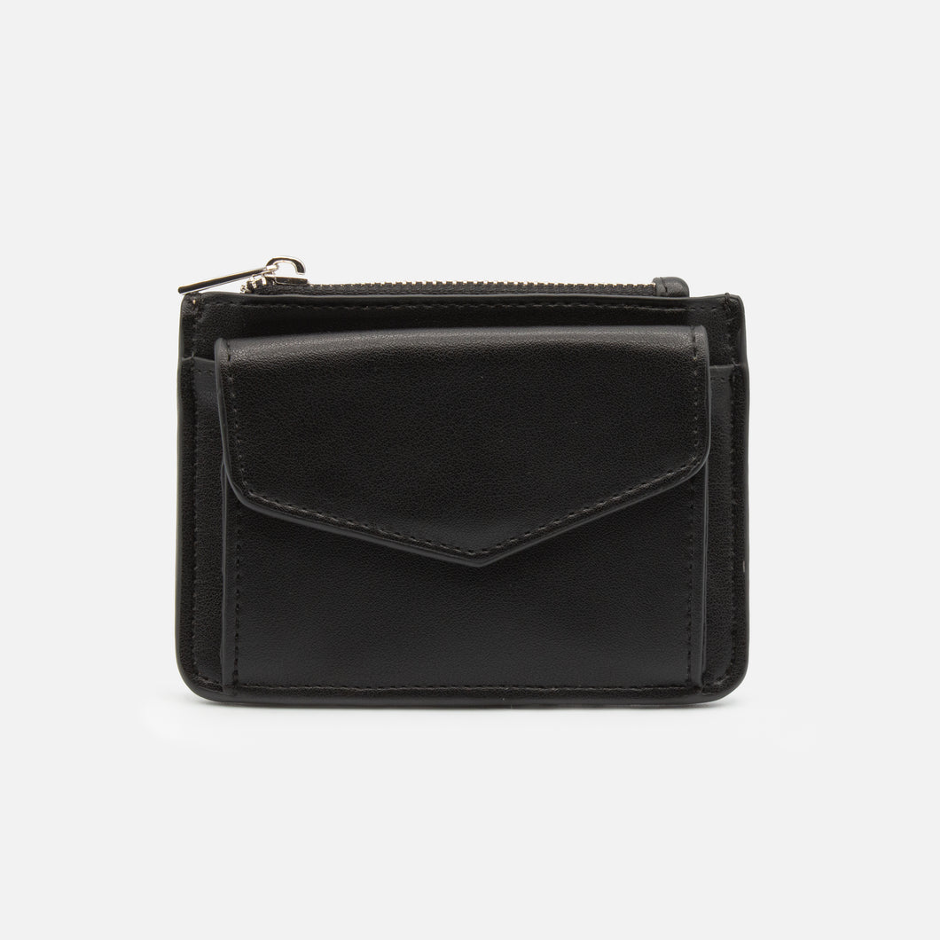 Small black card holder with zipper