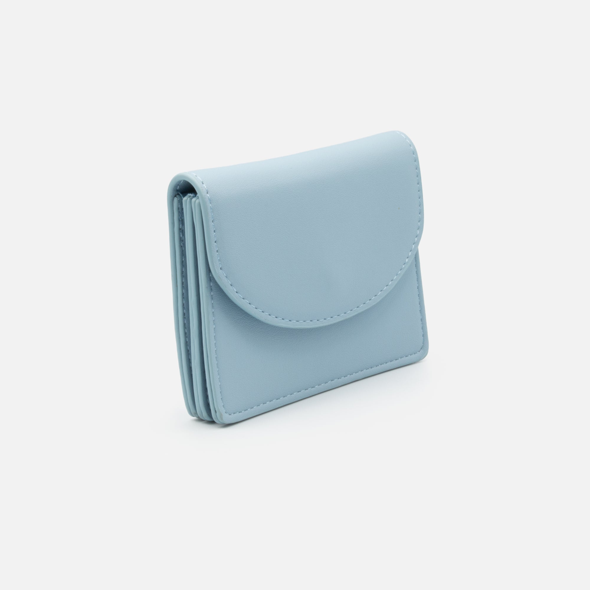 Pale blue card holder with flap