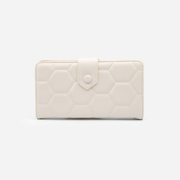 Load image into Gallery viewer, Ivory wallet quilted with hexagonal patterns
