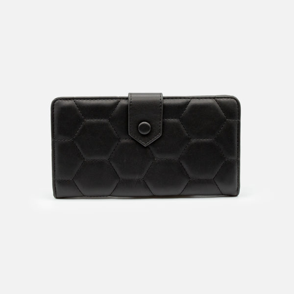 Load image into Gallery viewer, Black quilted hexagonal pattern wallet
