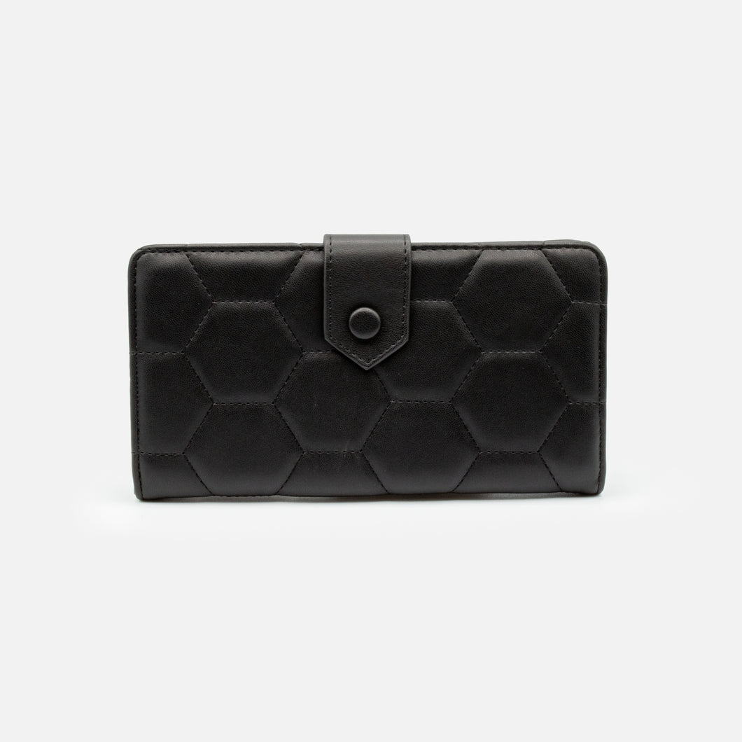 Black quilted hexagonal pattern wallet – Bizou