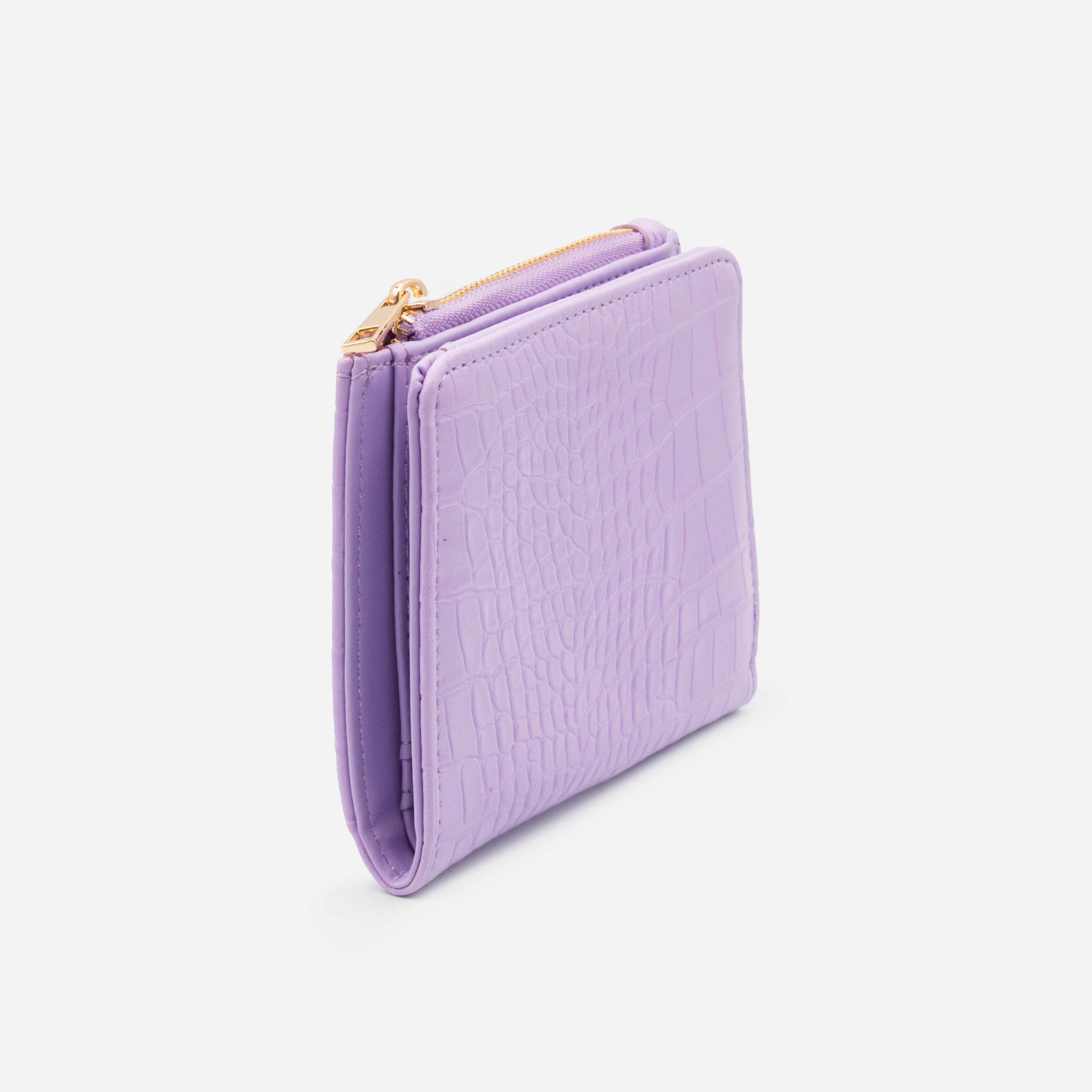 Portefeuille lilas motif peau de crocodile
