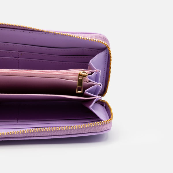 Load image into Gallery viewer, Lilac crocodile skin wallet with strap
