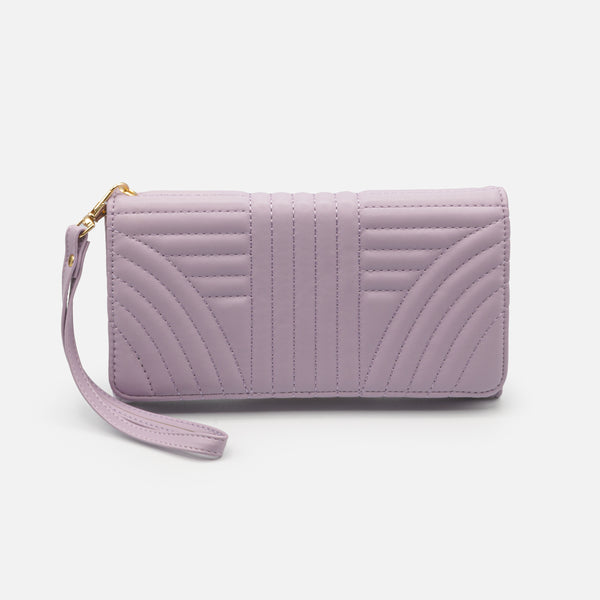 Load image into Gallery viewer, Lilac quilted wallet with linear patterns
