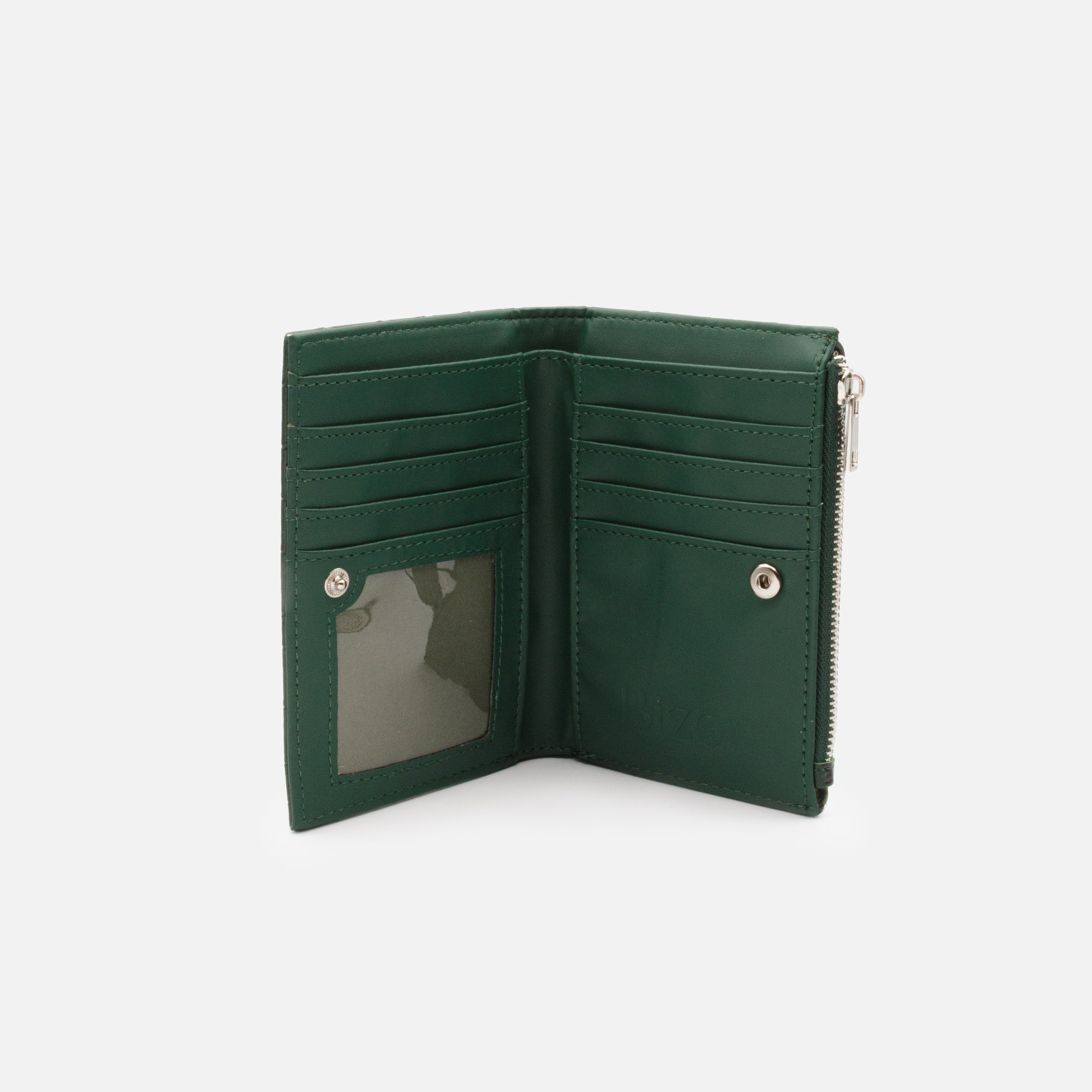 Petit portefeuille vert foncé peau de crocodile