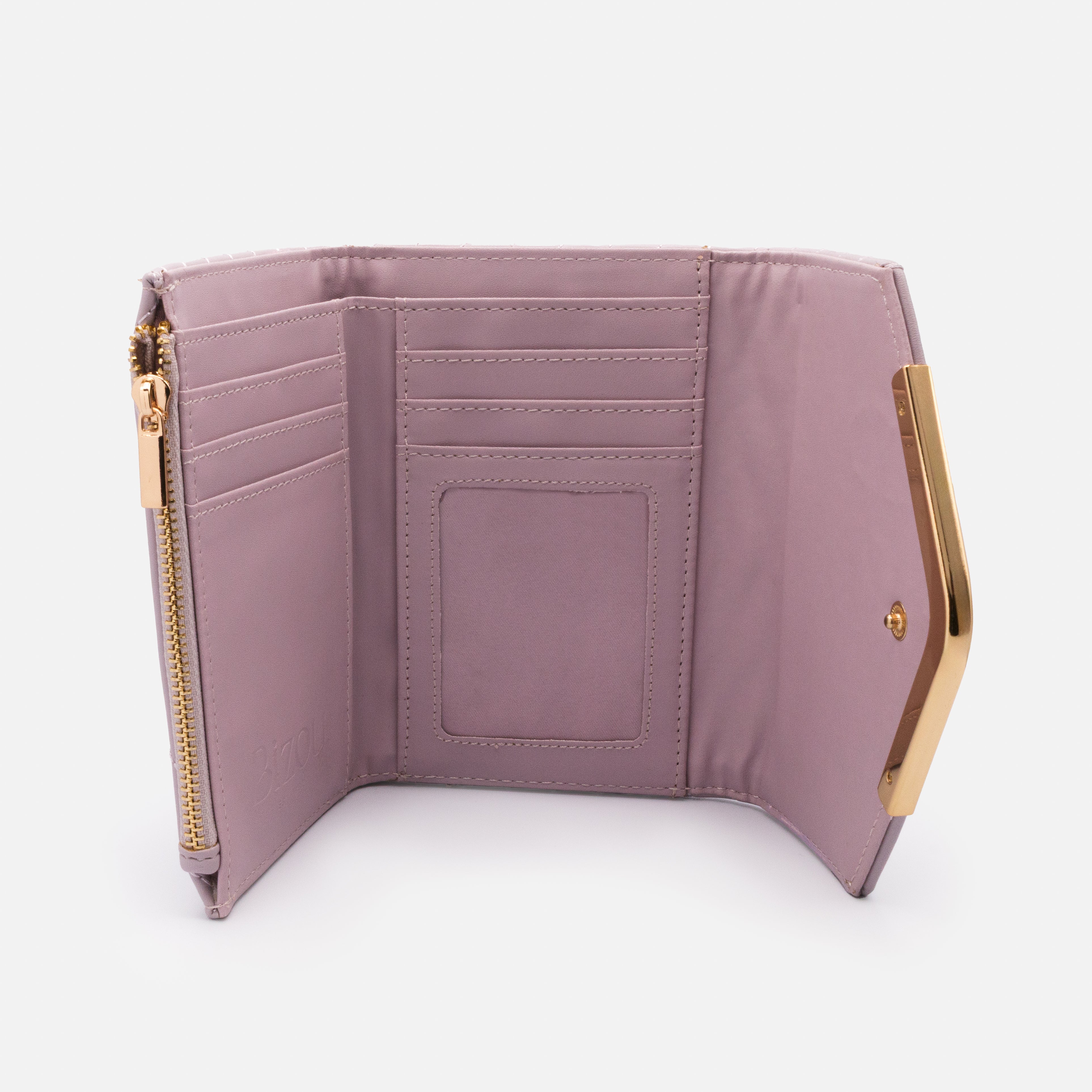Small Lilac Quilted Herringbone Pattern Wallet