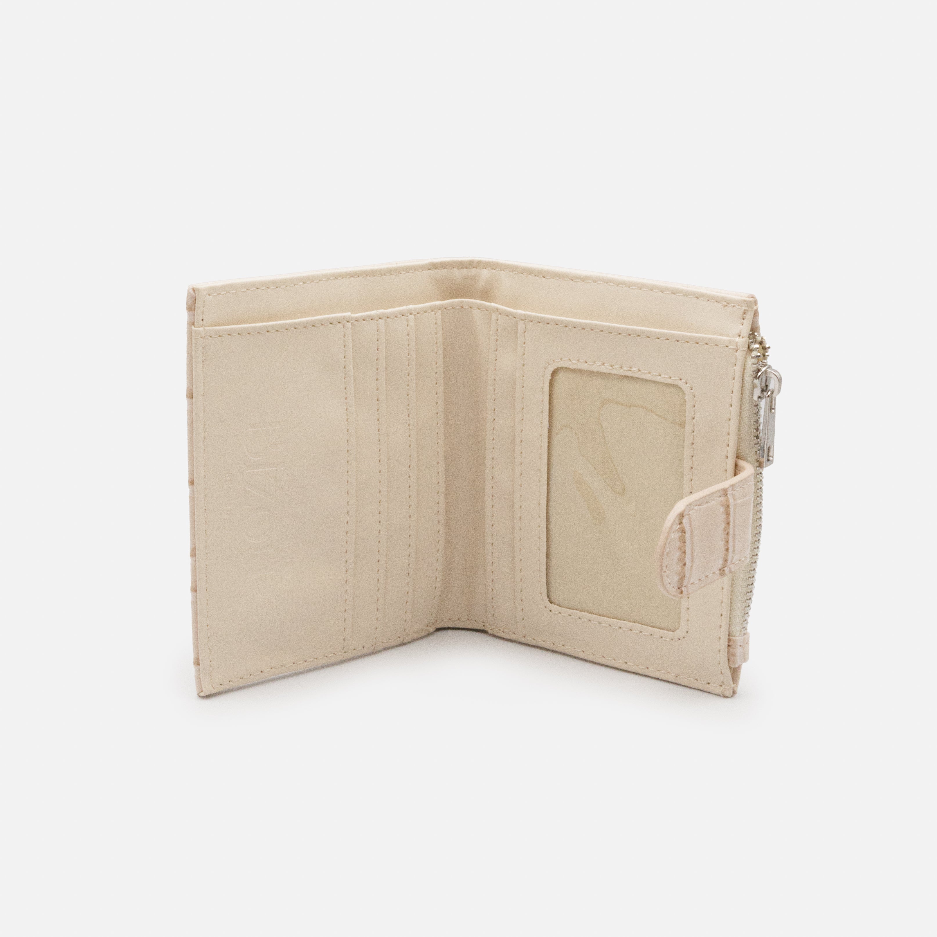 Small ivory crocodile skin wallet with flap