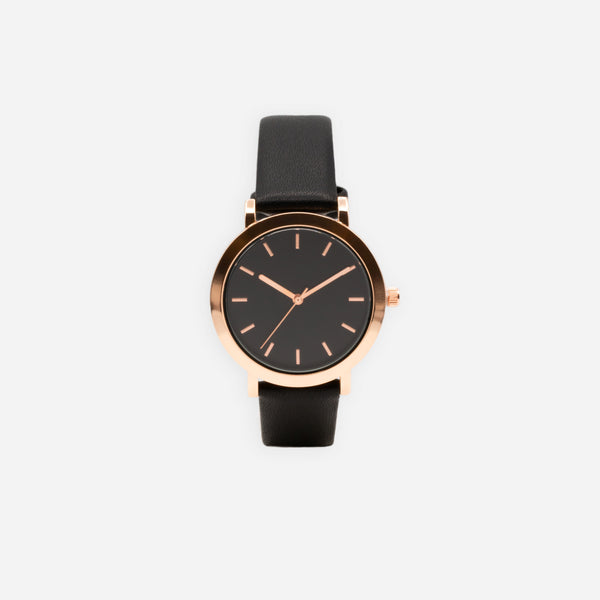 Load image into Gallery viewer, Black watch with gold dial
