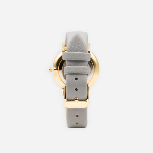 Charger l&#39;image dans la galerie, Montre ronde à cadran doré et bracelet gris
