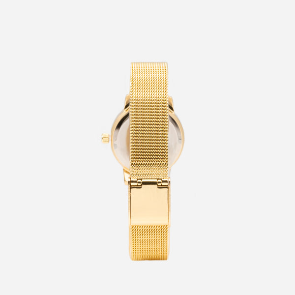 Load image into Gallery viewer, Gold watch with round black dial
