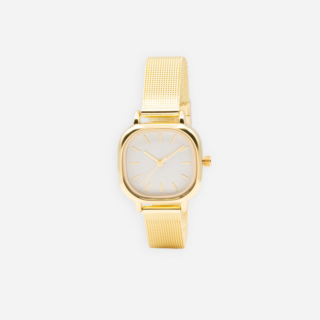 Gold watch with white dial