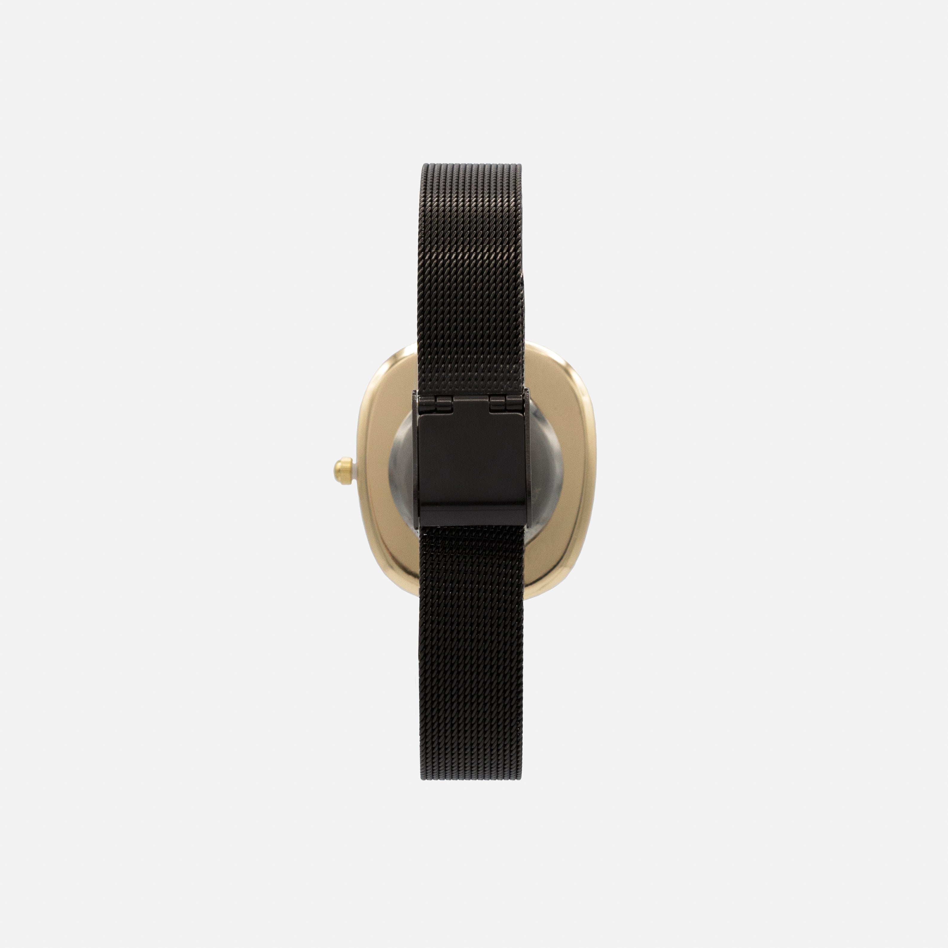 Montre noire à boîtier doré et cadran gris en acier inoxydable