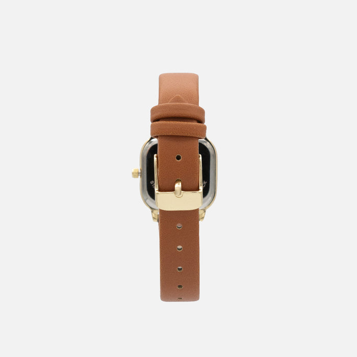 Caramel watch in faux leather with gold case and dial