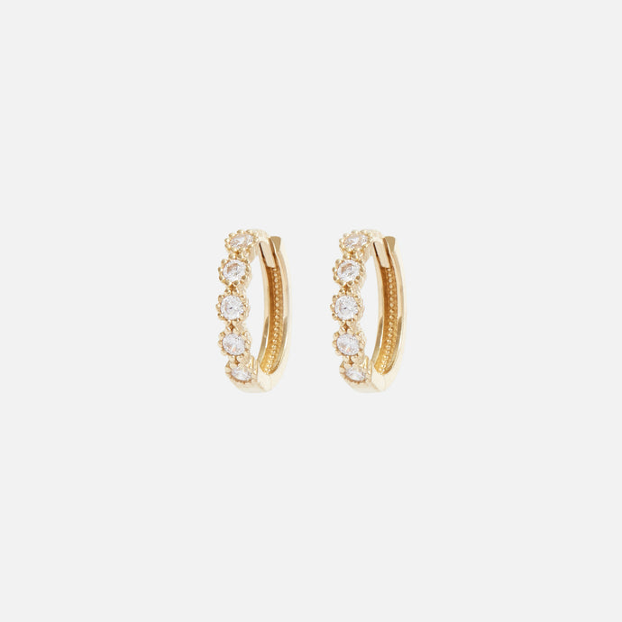 10 yellow gold hoops with flowers