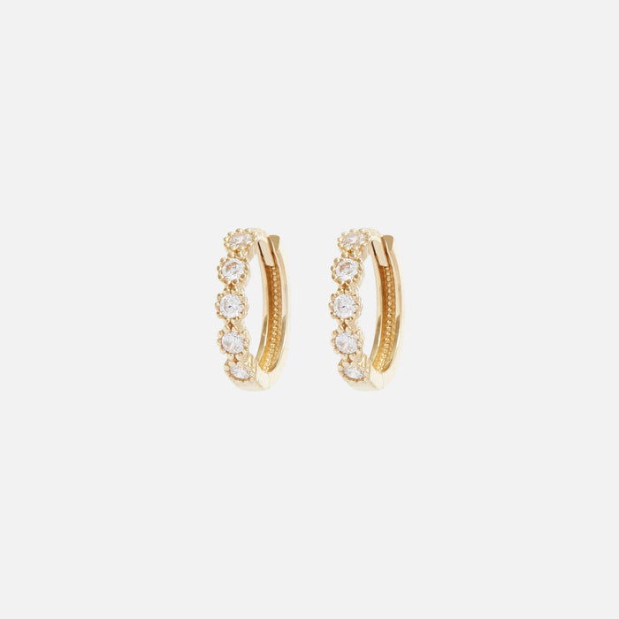 Boucles d’oreilles anneaux fleurs or 10 carats