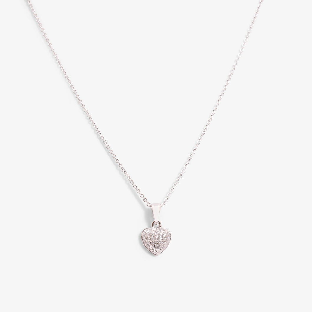 Sterling silver necklace and heart pendent with cubic zirconia