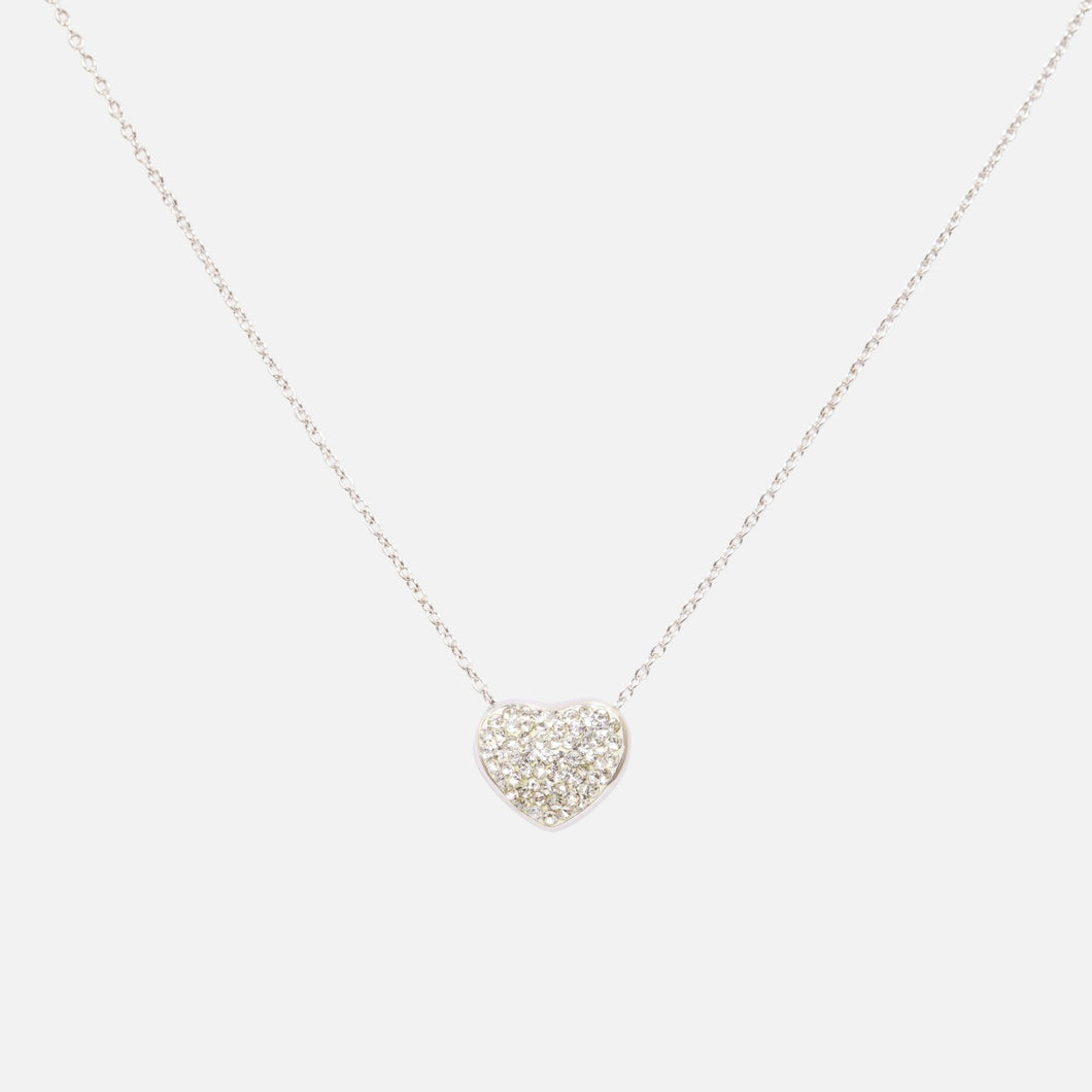 Sterling silver necklace heart pendent with cubic zirconia