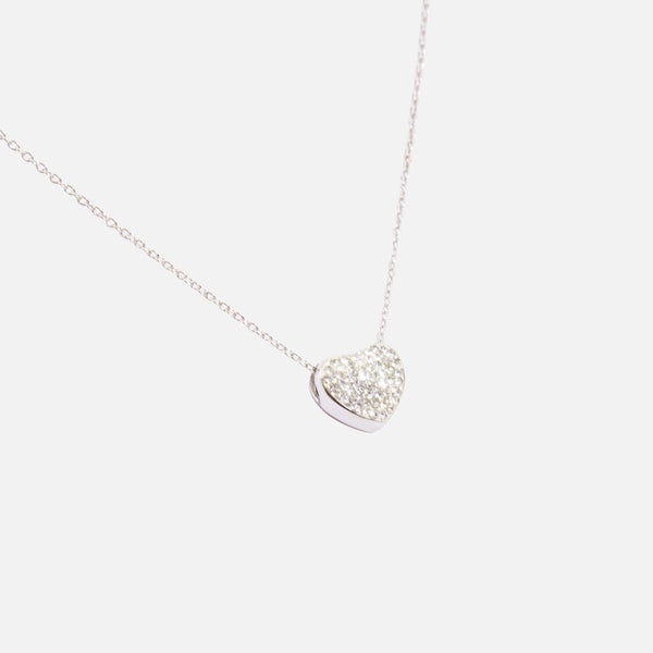 Load image into Gallery viewer, Sterling silver necklace heart pendent with cubic zirconia
