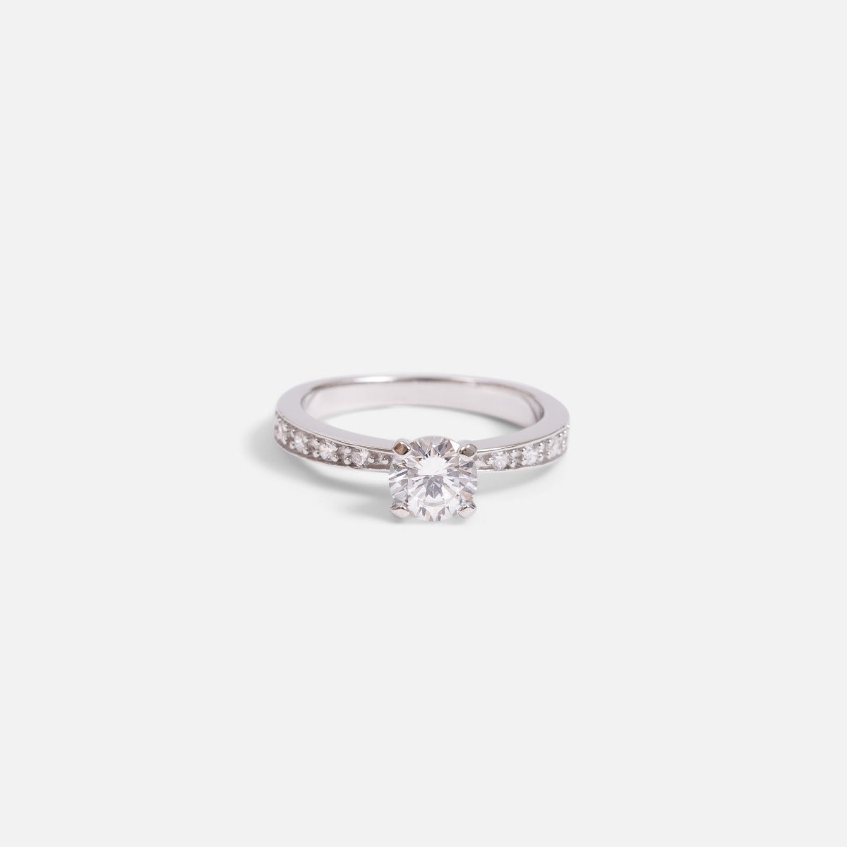 Delicate sterling silver ring with multiple cubic zirconia