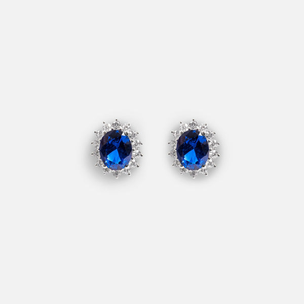 Load image into Gallery viewer, Deep blue sterling silver stud earrings 
