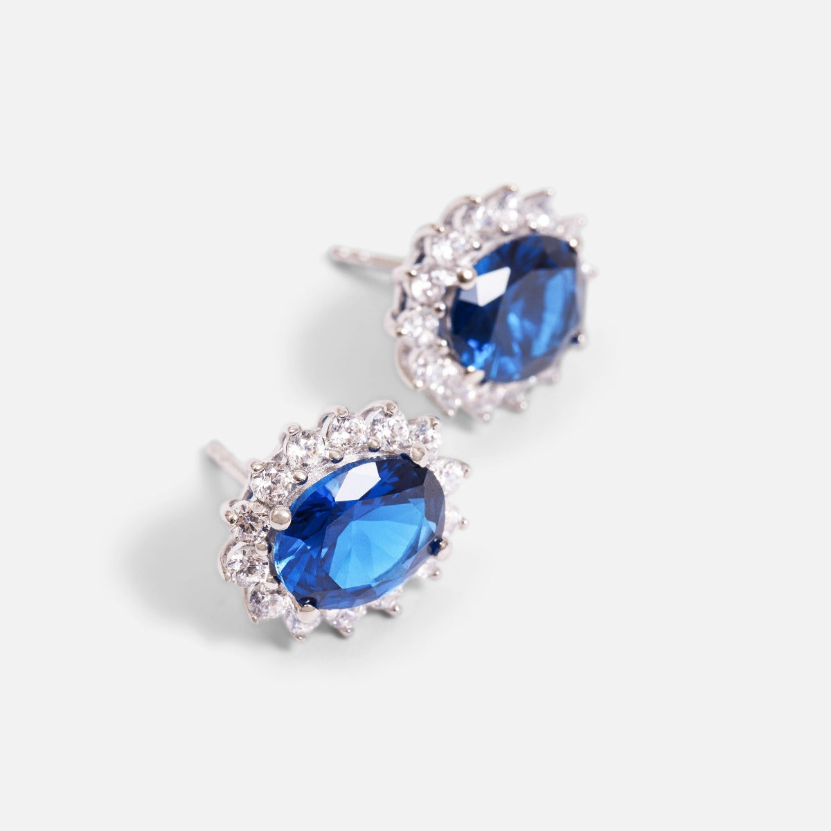 Deep blue sterling silver stud earrings 