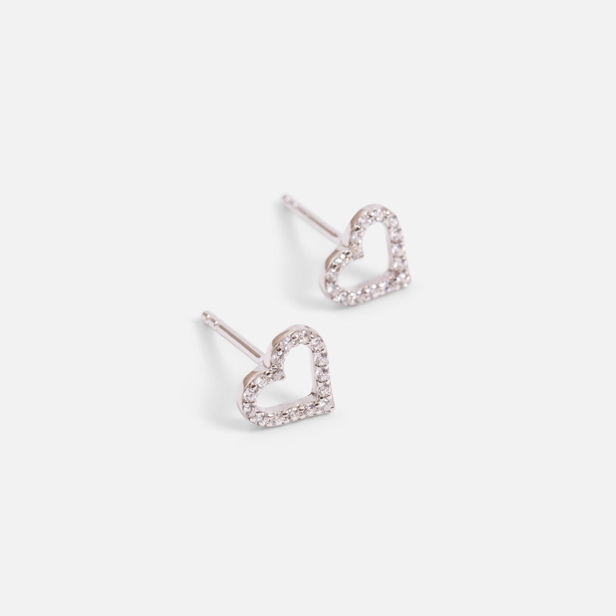 Sterling silver earrings hearts and cubic zirconia stones