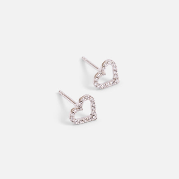 Load image into Gallery viewer, Sterling silver earrings hearts and cubic zirconia stones

