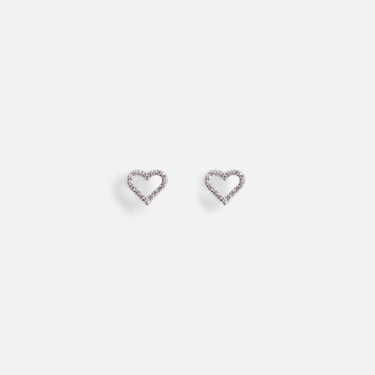 Sterling silver earrings hearts and cubic zirconia stones