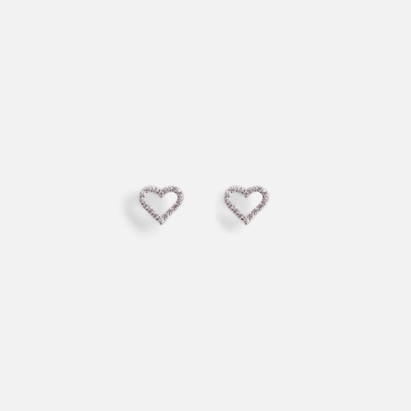 Load image into Gallery viewer, Sterling silver earrings hearts and cubic zirconia stones
