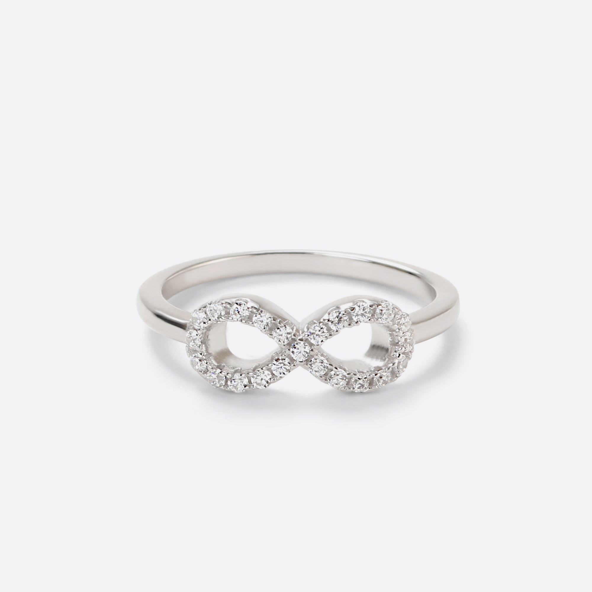 Infinity ring with cz, sterling silver