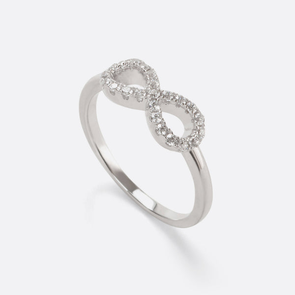 Load image into Gallery viewer, Infinity ring with cz, sterling silver
