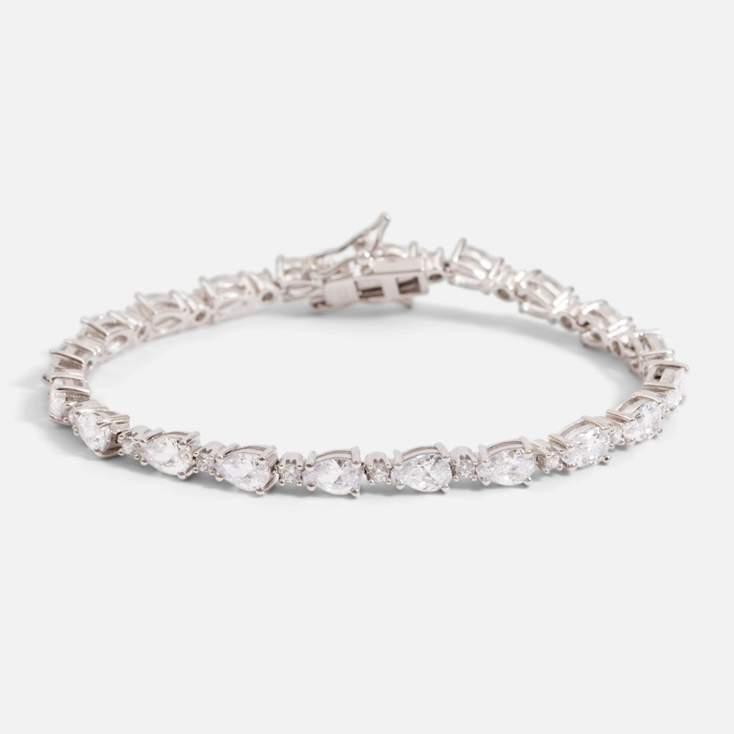 Sterling silver bracelet with cubic zirconia water drop shape stones