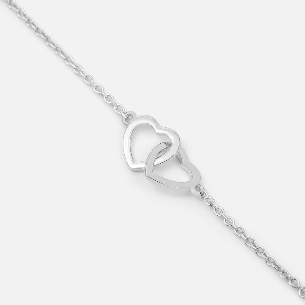 Sterling silver thin cahin necklace with hearts pendant