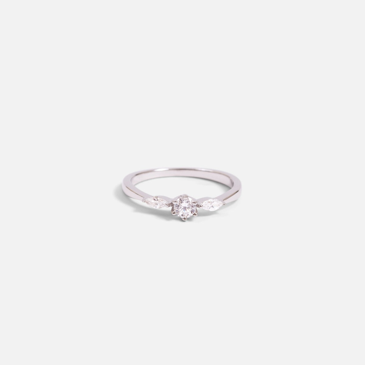 Thin sterling silver ring with small cubic zirconia