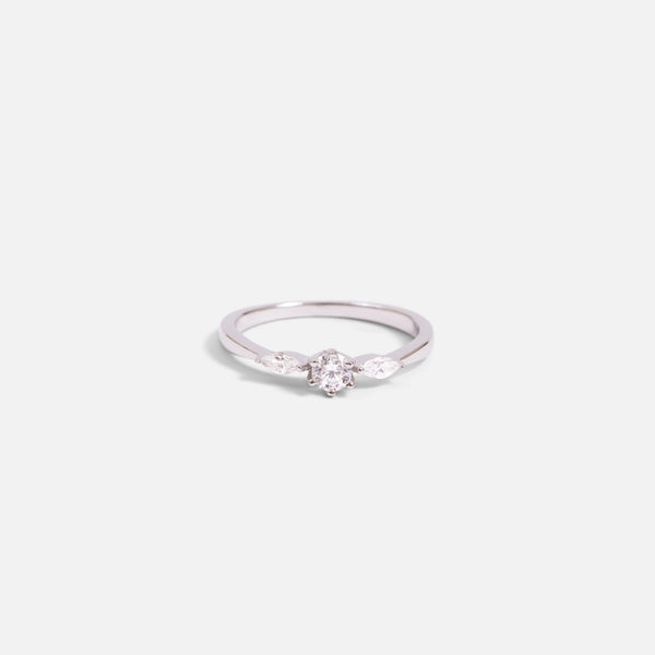 Load image into Gallery viewer, Thin sterling silver ring with small cubic zirconia
