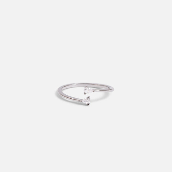 Load image into Gallery viewer, Sterling silver twisted ring with cubic zirconia inserts
