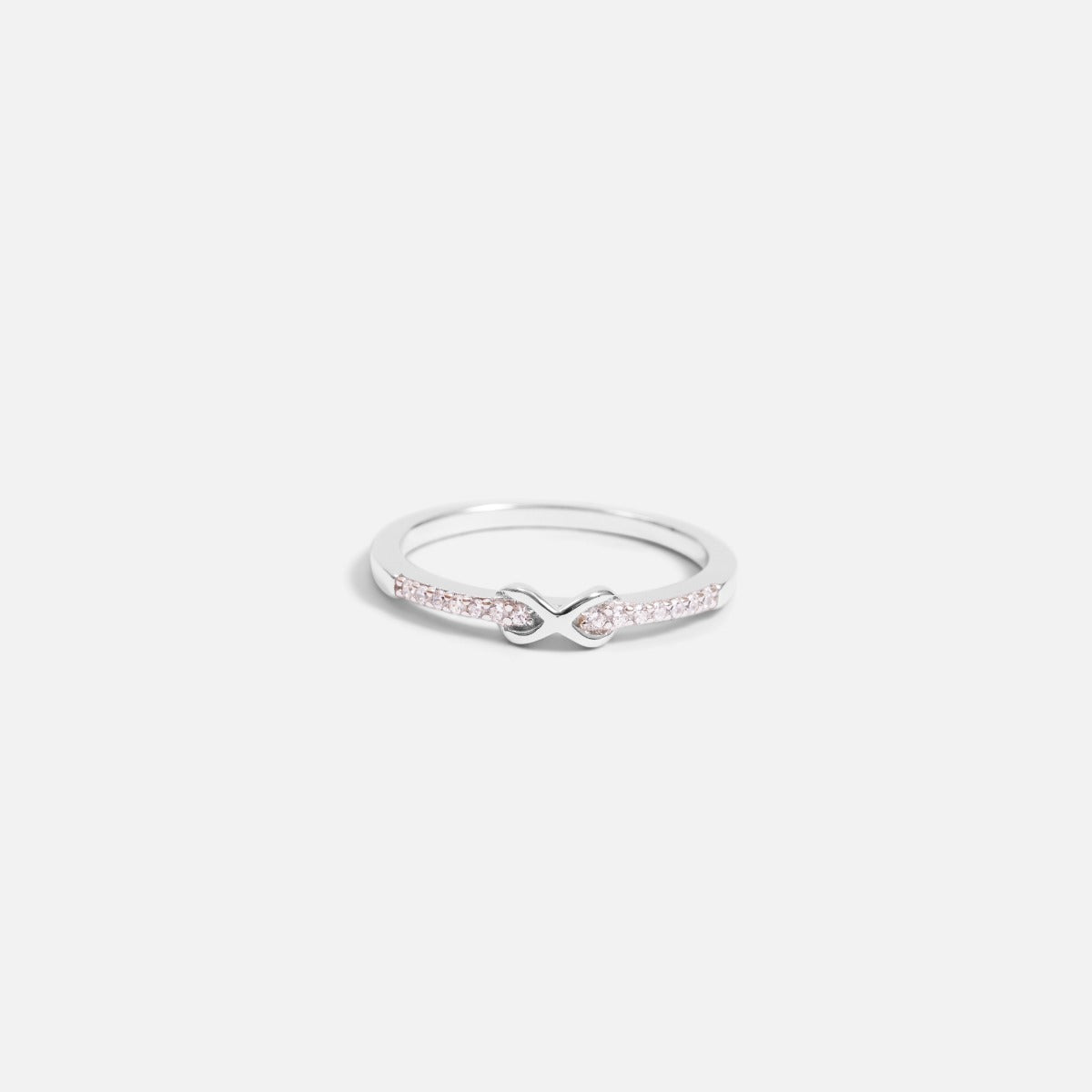 Sterling silver ring with cubic zirconia and little eternity sign