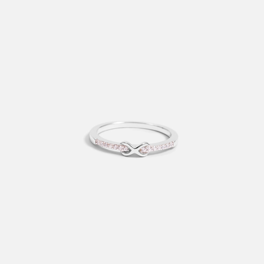 Sterling silver ring with cubic zirconia and little eternity sign
