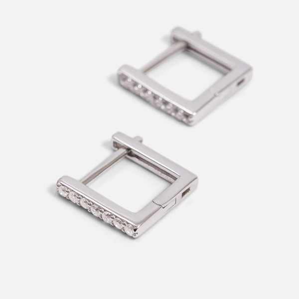 Load image into Gallery viewer, Sterling silver squared huggies earrings   
