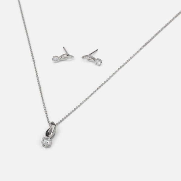 Load image into Gallery viewer, Sterling silver twisted pendant and earrings
