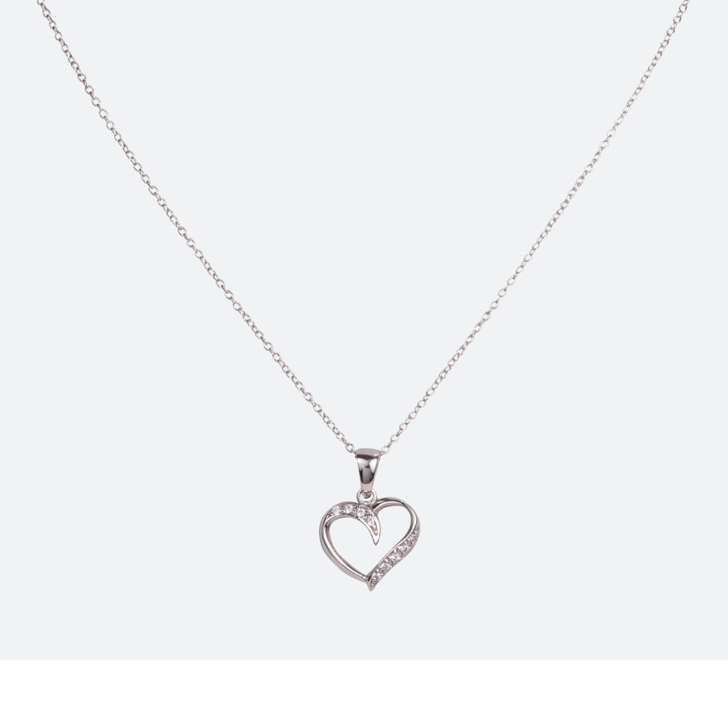 Sterling silver pendant with cubic zirconia stones heart