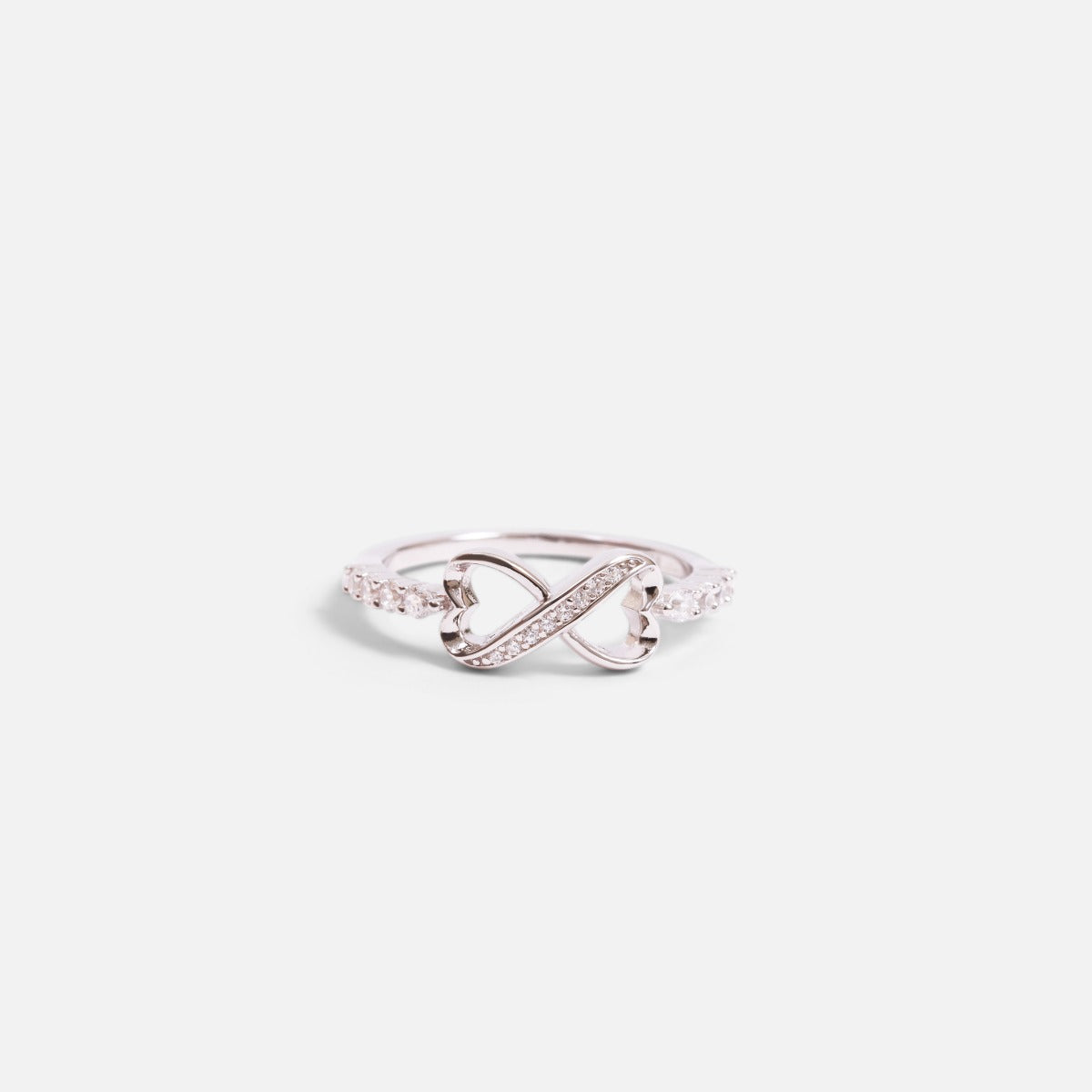 Sterling silver ring with cubic zirconia eternity sign