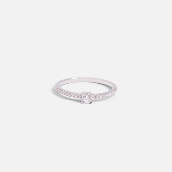 Load image into Gallery viewer, Thin sterling silver ring and cubic zirconia
